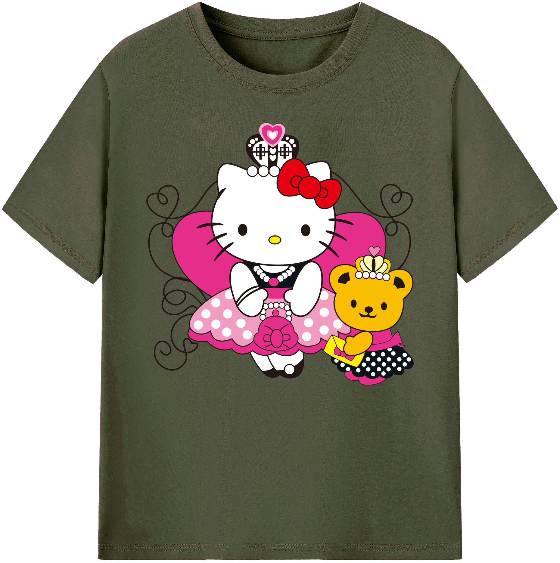 （画像用） Hello Kitty ハローキティ 綿100％ メンズ半袖Tシャツ｜肌触りやわらか＆通気性